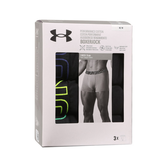 3PACK ανδρικό σορτς μποξεράκι Under Armour μαύρο (1383891 002)