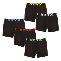 5PACK ανδρικό σορτς μποξεράκι Styx αθλητικό ελαστικό μαύρο (5G9601)