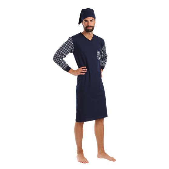 Foltýn Ανδρικό νυχτικό σκούρο μπλε oversized (FNKDN22)