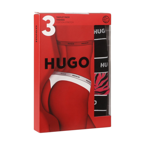 3PACK γυναικείο στρινγκ HUGO πολύχρωμο (50480150 981)