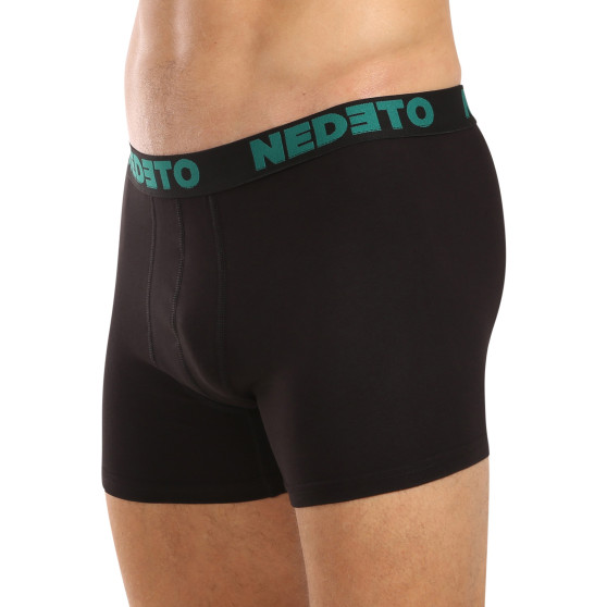 3PACK ανδρικό σορτς μποξεράκι Nedeto μαύρο (3NB003b)