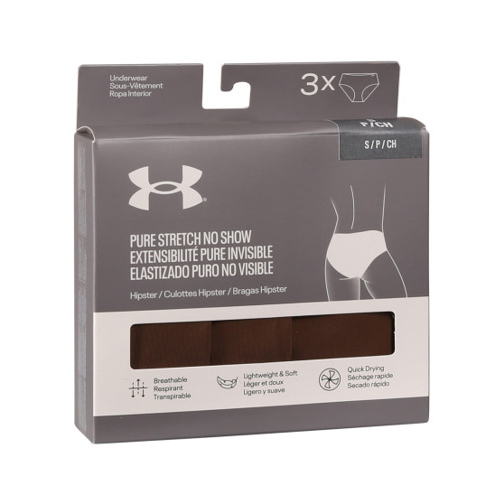 3PACK Under Armour γυναικεία εσώρουχα καφέ (1383895 625)