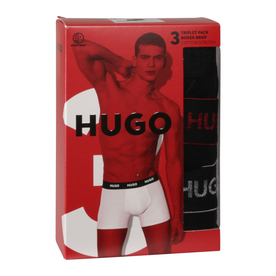 3PACK ανδρικό σορτς μποξεράκι HUGO μαύρο (50517886 991)