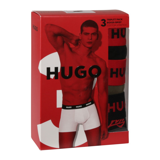 3PACK ανδρικό σορτς μποξεράκι HUGO πολύχρωμο (50517887 984)